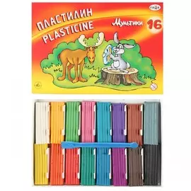 Набор пластилина Гамма "Мультики" 16 цв со стеком, 320 гр