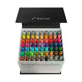 Набор маркер-кистей Karin "Brushmarker Pro" 60 цв. + 3 маркера-блендера