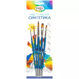 Набор кистей Синтетинка Гамма 5 шт круглые №1, 3, 5 плоские №5, 8, в блистере