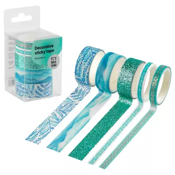 Набор клейких декоративных лент MESHU "Blue pattern", 5 шт