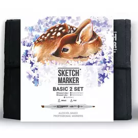 Набор маркеров Sketchmarker Basic 2 set 36 Базовые оттенки сет 2 (36 маркеров + сумка органайзер)