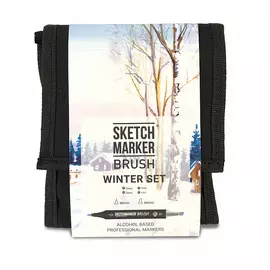 Набор маркеров Sketchmarker Brush 12 Winter Set- Зима (12 маркеров+сумка органайзер)