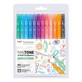 Набор маркеров Tombow TwinTone Pastels 12 цв, пастельные тона
