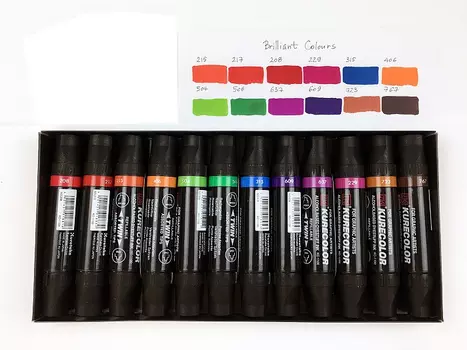 Набор маркеров ZIG Twin Brilliant Colours 12 шт (Бриллиантовые цвета)