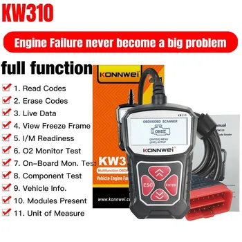 KONNWEI KW310 OBD2 сканер русский язык автомобильный диагностический инструмент OBD 2 автомобильный сканер для авто ODB2 автомобильные инструменты лучше, чем ELM327 красный