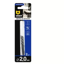 сверло по металлу 2*49мм hss 2шт, graff 722049