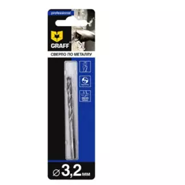 сверло по металлу 3.2*65мм hss 1шт, graff 723265