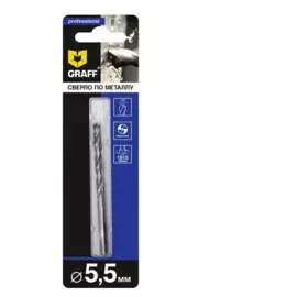 сверло по металлу 5.5*93мм hss 1шт, graff 725593