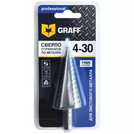 сверло по металлу ступенчатое 4-30мм, шаг 2мм, graff gmsd430