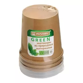 Супница/упаковка GREEN MYSTERY 340мл, d90мм, h85мм, с пластиковой крышкой, крафт 3 шт/упак