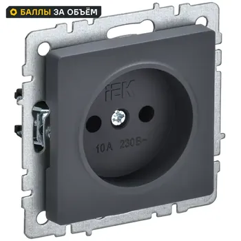 Розетка встраиваемая IEK Brite РС10-1-0-БрГ без заземления цвет графит
