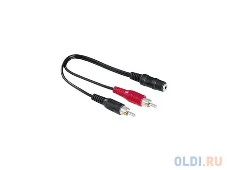 Адаптер Hama 2xRCA "тюльпан" (m) - 3.5 мм Jack (f), стерео, черный, H-43254