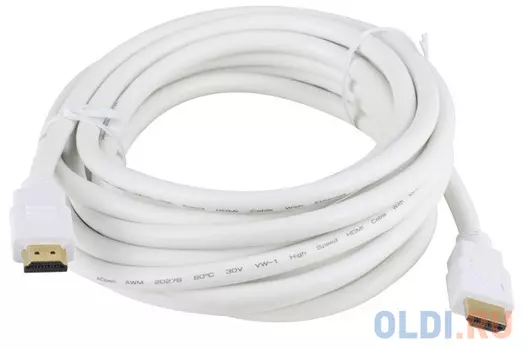 Кабель AOpen HDMI 19M/M 1.4V+3D/Ethernet AOpen ACG511W-5M 5m, белый, позолоченные контакты