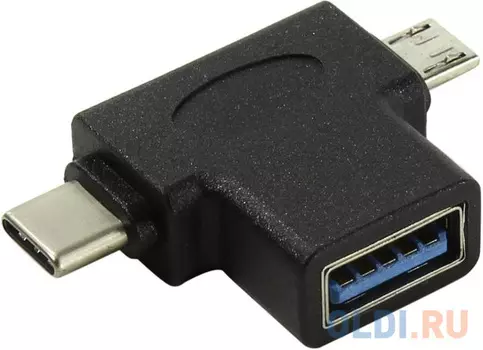 Переходник microUSB Type-C USB 3.0 VCOM Telecom CA434 черный