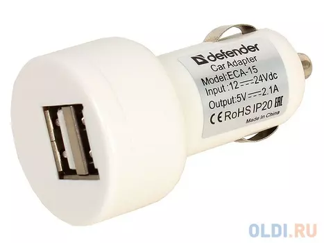 Автомобильное зарядное устройство Defender ECA-15 2.1/1А 2 х USB белый
