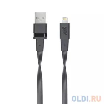 Кабель Lightning 1.2м Riva 6001 BK12 плоский черный
