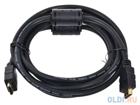 Кабель AOpen HDMI 19M/M+2 фильтра 1.4V+3D/Ethernet ACG511D-3M 3m, позолоченные контакты