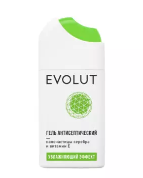 EVOLUT Гель антисептический для рук с наночастицами серебра и витамином E, боковой спрей 20 мл