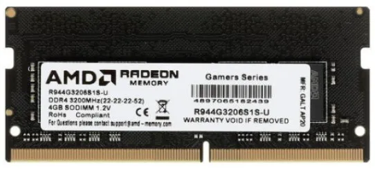 Модуль памяти SODIMM DDR4 4GB AMD R944G3206S1S-U PC4-25600 3200MHz CL161.2V Retail
