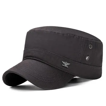 Мужская шляпа Four Seasons Flat Top Hat Outdoor Sun Hat Cotton Breathable Adjustable Cap чёрный