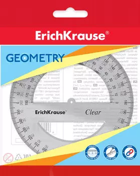 Транспортир Erich Krause Clear 12см/360°