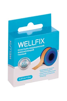 Пластырь Wellfix мед фиксир ткан телесный 1.25х500 см
