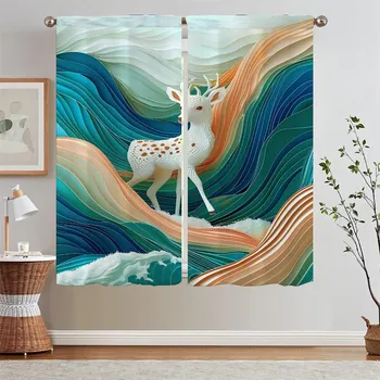 Kitchen Curtain for Living Room Decoration Children s Room Curtains Offers Blind Tulle in Kitchen Curtains 2 Pieces Window Curls W50xH70cmx2pcs-CL