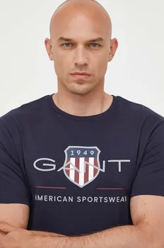 Футболка из хлопка Gant, темно-синий