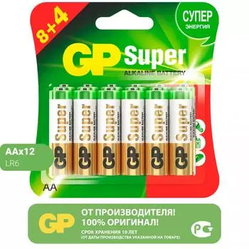 Батарейка GP Super алкалиновая LR6 AA 12 шт.
