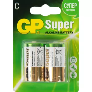 Батарейка GP Super алкалиновая LR14 C 2 шт. блистер
