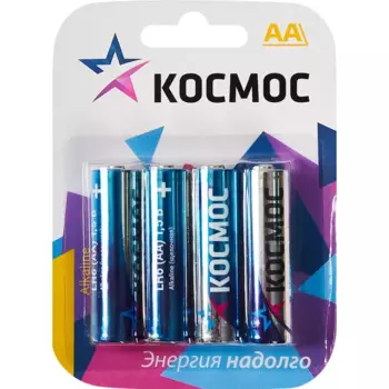 Батарейка Космос алкалиновая LR6 AA 4 шт. блистер