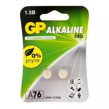 Батарейка GP A76F-2CRU2 марганцево-цинковая A76 LR44 V13GA 2 шт.