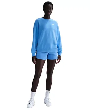 Спортивная одежда для женщин: свободный худи Club Fleece с круглым вырезом Nike, синий
