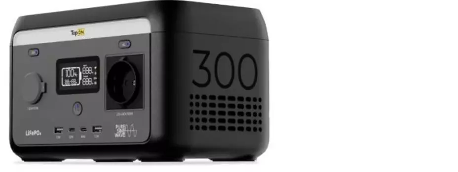 Зарядная станция TopOn TOP-H300 портативная 204.8Wh (64000mAh), 300W (220-240V PSW), авторозетка 12.6V 100W, 2 USB-C Power Delivery 65W, 2 USB по 12W,