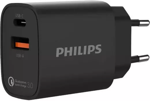 Зарядное устройство сетевое Philips DLP4317CB/70 PD20W+QC3.0 черное