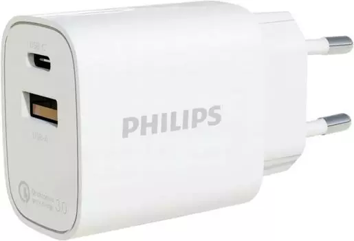 Зарядное устройство сетевое Philips DLP4317CW/70 PD20W+QC3.0 белое
