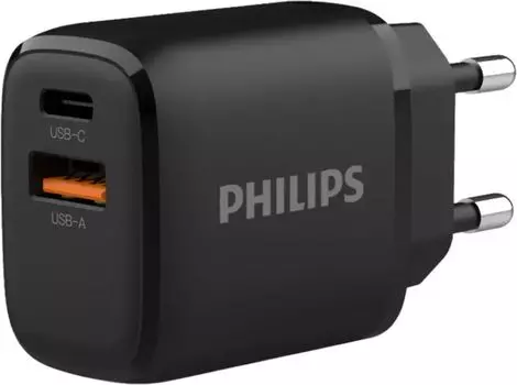 Зарядное устройство сетевое Philips DLP4327CB/70 PD25W+QC3.0 черное