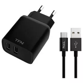 Зарядное устройство сетевое TFN WCRPD12W2U01 RAPID 2.4A+microUSB black