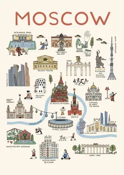 Открытка "Туристическая карта Москвы" Волковой