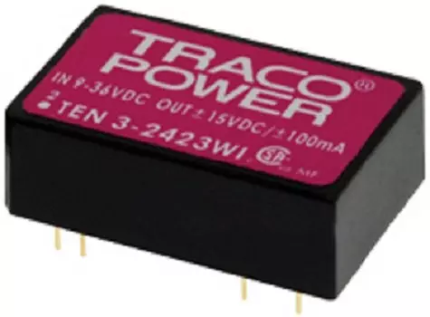 Преобразователь DC-DC модульный TRACO POWER TEN 3-2412WI Монтаж: на плату, DIP24; P вых: 3 Вт; #: 1; U вх: 9...36 В; Выход: 12 В; Защита КЗ