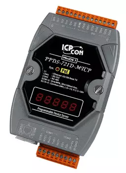Преобразователь ICP DAS PPDS-721D-MTCP CR Programmable Device Server with PoE, Modbus Gateway, 1 RS-232 port, 1 RS-485 port and an L