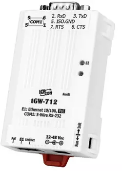 Преобразователь ICP DAS tGW-712 Tiny Modbus/TCP to RTU/ASCII gateway with PoE and 1 RS-232 Port (RoHS)