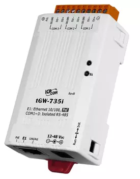 Преобразователь ICP DAS tGW-735i Tiny Modbus/TCP to RTU/ASCII Gateway with PoE and 3 Isolated RS-485 Ports (RoHS)