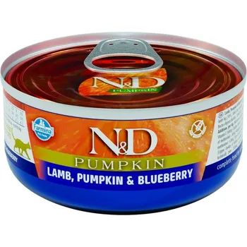 Farmina ND Cat Pumpkin влажный корм для кошек, с тыквой, ягнененком и черникой, в консервах -70 г повседневный супер премиум для взрослых с ягненком для всех пород консервы (в железной банке) Импортный корм 1 уп. х 30 шт. х 63 кг