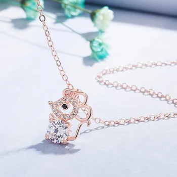 SACE GEMS, милая маленькая мышка, медный сплав, циркон, женское ожерелье с подвеской, модный подарок белого золота