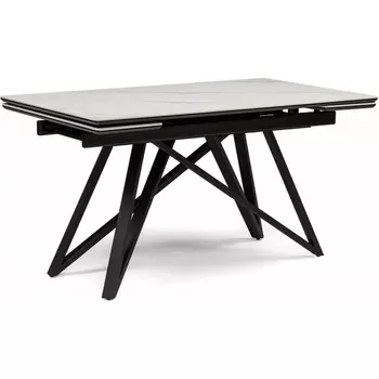 Керамический стол Notta Вилсон 140(200)х80 белый мрамор snow white / черный арт.612175