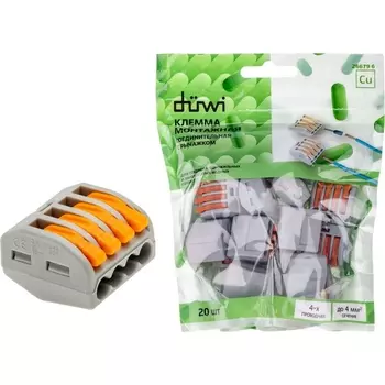 Клемма рычажковая 20 шт. duwi 26679 6 Duwi