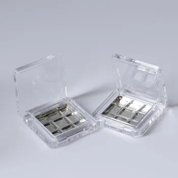 Прозрачная квадратная коробка для румян одного цвета с пустым поддоном without aluminum plate, 39.7mm*39.7mm*9.6mm прозрачный
