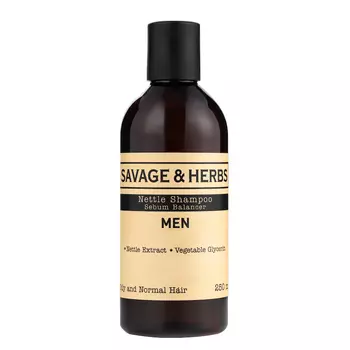 SAVAGE&amp;HERBS Мужской травяной регулирующий шампунь для жирных волос из крапивы