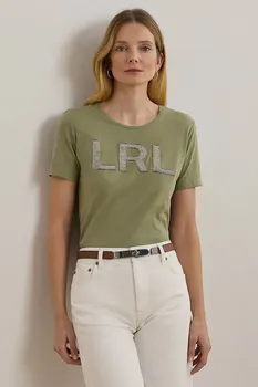 Хлопковая футболка Lauren Ralph Lauren, зеленый